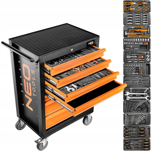 NEO WORKSHOP TOOL SERVICE CABINET ВІЗОК З 7 ЯЩИКАМИ + 176 ІНСТРУМЕНТІВ