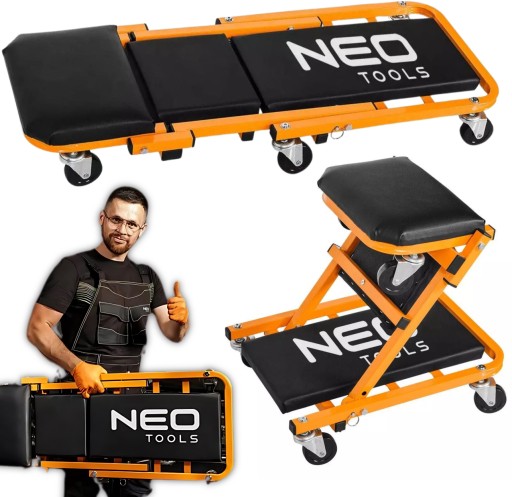 Лежак NEO TOOLS 2в1, Професійне сидіння для майстерні, Табурет, Табурет