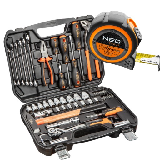 NEO Універсальний набір інструментів 56 шт + МЕТР