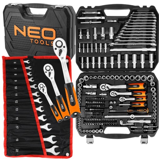 НАБОР ТОРЦЕВЫХ КЛЮЧЕЙ NEO 216 шт. 10-220 3 ТРЕЩОТКИ + ТОРЦОВЫЕ КЛЮЧИ 6-22