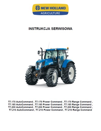 New HOLLAND T7.170 T7.185 T7.200 T7. 210 Керівництво по ремонту по-польськи