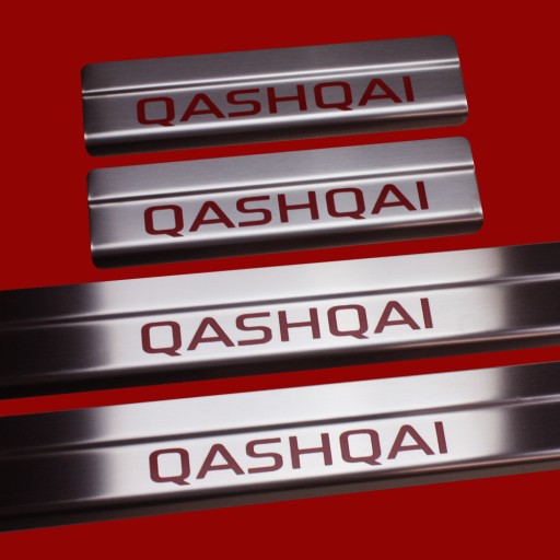 NISSAN QASHQAI MK1 Накладки на пороги из нержавеющей стали 304, матовые, красные