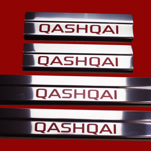 NISSAN QASHQAI MK1 Накладки на пороги из нержавеющей стали 304, красный глянцевый
