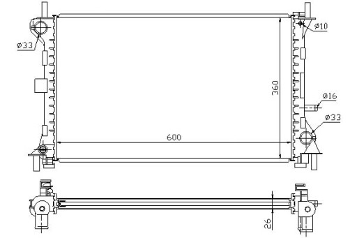 62052 NIS/BOX - ОХОЛОДЖУВАЧ ВОДИ NISSENS FORD FOCUS 1.6 16V (DAW. DB)