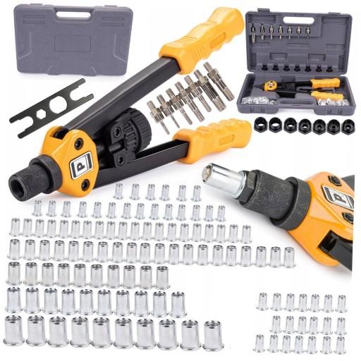 РУЧНИЙ КЛЕПАЛЬНИК ДЛЯ ГАЙКИ ЗАКЛЕПКИ M3-M12 КОМПЛЕКТ 125 + ТРАНСПОРТУВАЛЬНИЙ ЧОХОЛ