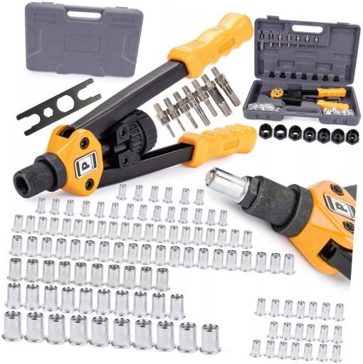 РУЧНИЙ КЛЕПАЛЬНИК ДЛЯ ГАЙКИ ЗАКЛЕПКИ M3-M12 КОМПЛЕКТ 125 + ТРАНСПОРТУВАЛЬНИЙ ЧОХОЛ