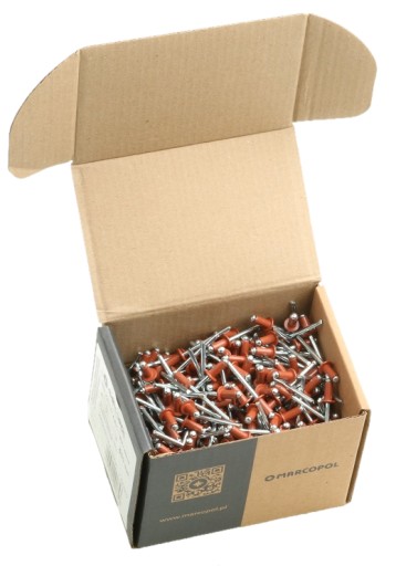 ЗАКЛЕПКИ 4 x 10 мм МЕДНАЯ БРОНЗА RAL 8004 500 шт. КОРИЧНЕВЫЕ ЗАКЛЕПКИ 4,0 мм