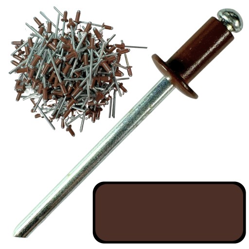 Заклепки 4x8 мм коричневий-колір RAL 8016 горіх / червоне дерево 500 шт