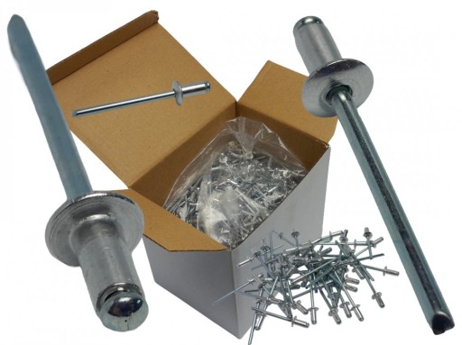 ГЛУХИЕ ЗАКЛЕПКИ СТАЛЬНЫЕ ЗАКЛЕПКИ С ПЛОСКОЙ ГОЛОВКОЙ 6,4 x 25 стальные заклепки 250 ШТ. ТВЕРДЫЕ