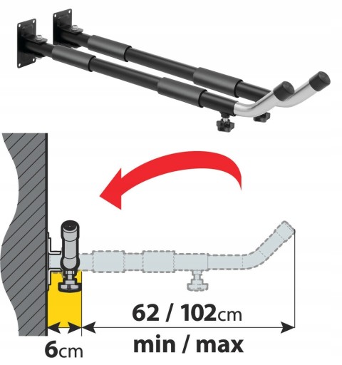 NORDRIVE ВІШАЛКА ГОРИЗОНТАЛЬНИЙ НАСТІННИЙ ТРИМАЧ ТЕЛЕСКОПІЧНИЙ ДЛЯ ПОКРІВЕЛЬНОЇ КОРОБКИ