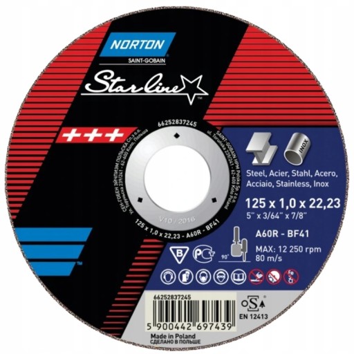 NORTON STARLINE Диск отрезной по металлу 125x1 100 шт.