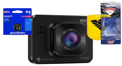 НОВЫЙ ВИДЕОРЕГИСТРАТОР NAVITEL AR250 NV + карта памяти 64 ГБ и ароматизатор