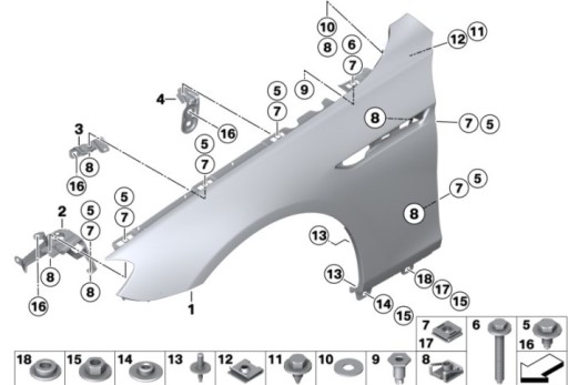 41357230578 - НОВЕ переднє праве крило BMW F06 F12 F13 OE