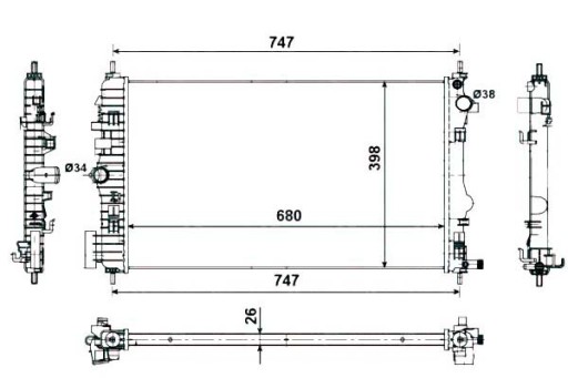 53774 - Кулер води nrf opel insignia 2.8 v6 turbo 4x4