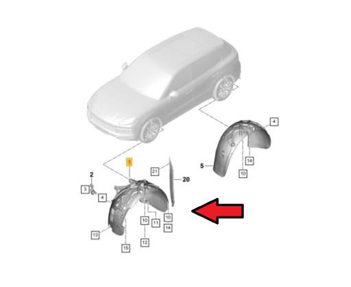 9Y0810971H - Подкрылок передний левый PORSCHE CAYENNE 2018-...