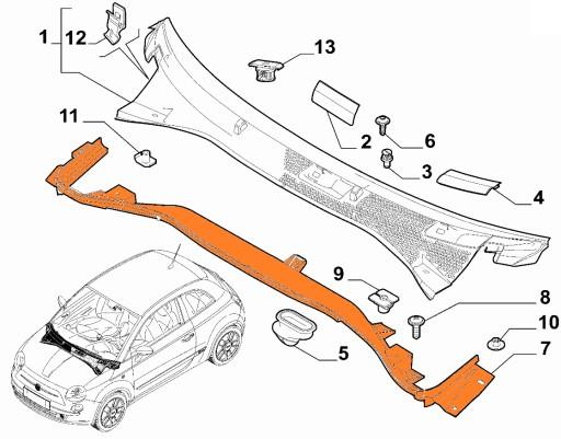 52219231 - Накладка на лобовое стекло Fiat 500 2012-