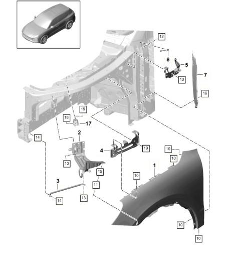 9Y0854778AOK1 - Накладка на переднюю стойку правая передняя PORSCHE CAYENNE 9Y0854778AOK1