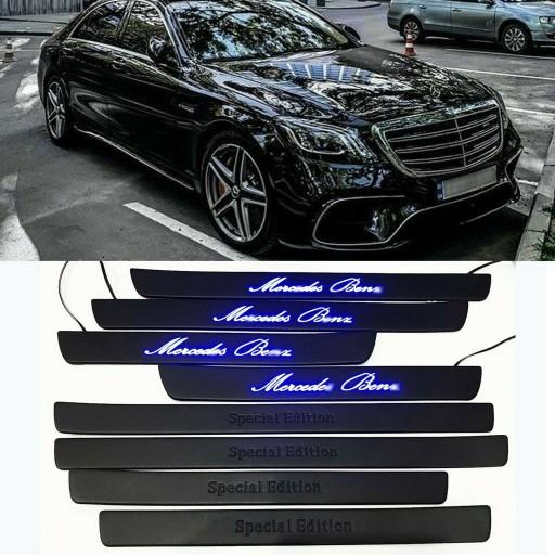 LED накладки на пороги Mercedes S-Class W222 Чорні