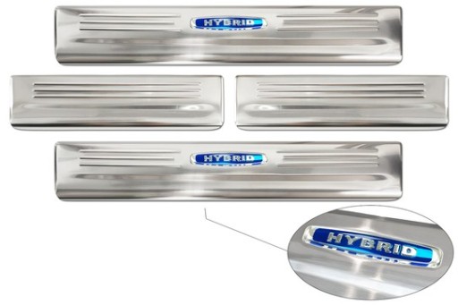 ГИБРИДНЫЕ накладки на пороги 4шт TOYOTA HIGHLANDER IV XU70 2019 сталь серебристый