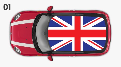 Наклейка Mini Cooper Flag на всю крышу - литая фольга