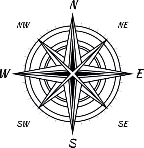 Наклейка Роза ветров v11_95x95cm _ полимер _ зеленый