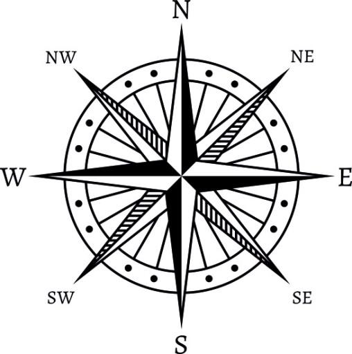 Наклейка Роза ветров v15_95x95cm _ полимер _ зеленый