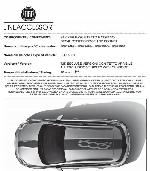 Наклейки на капот и крышу Fiat 500X