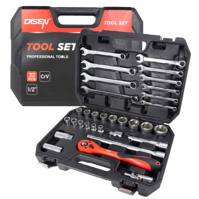 Торцеві інструменти Ключі Головки Cr-V 1/2'' 32EL Перехідник Храповий механізм Disen