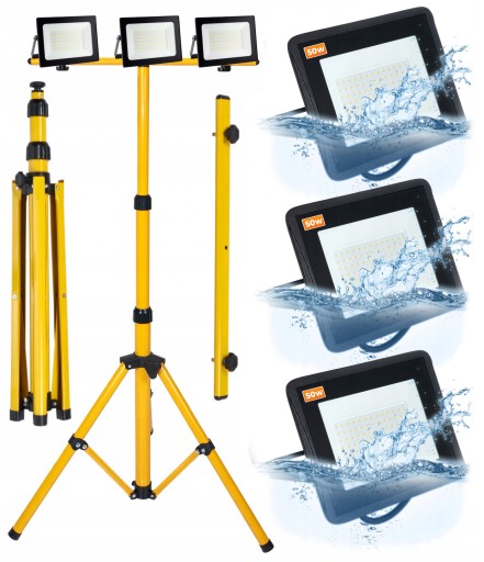 Галогенный светодиодный прожектор 3x 50 Вт + строительный штатив