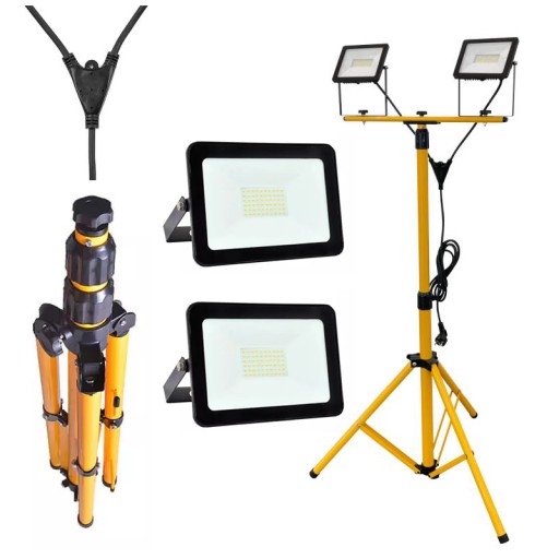 Галогенный светодиодный прожектор + строительный штатив 2x30w