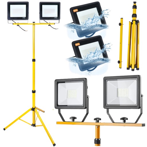 Прожектор галогенная светодиодная лампа 2x 50W + штатив