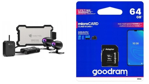 Navitel M800 Двойной мотоциклетный рекордер, камера для вождения IP66 UTV ATV++ 64 ГБ