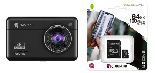 Navitel R980 4K Автомобильная камера GPS-рекордер WiFi Touch + 64 ГБ