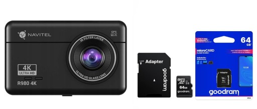 Navitel R980 4K Автомобильная камера GPS-рекордер WiFi Touch + 64 ГБ