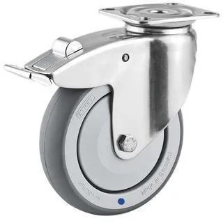 Поворотные колеса из нержавеющей стали с монтажной пластиной Tente.