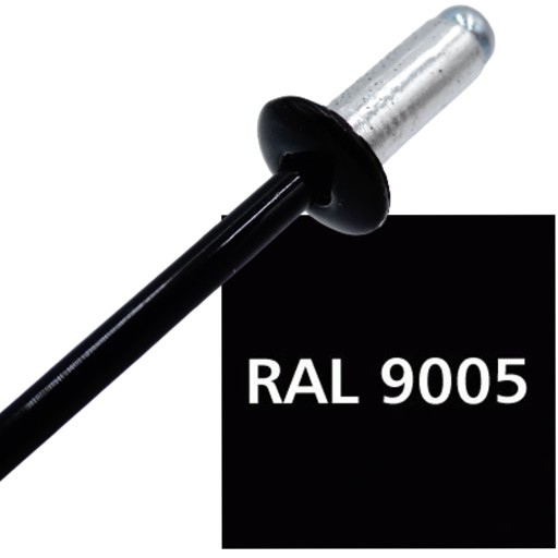 Заклепки-заклепки алюминиевые черные 4x10 Ral 9005 500 шт.