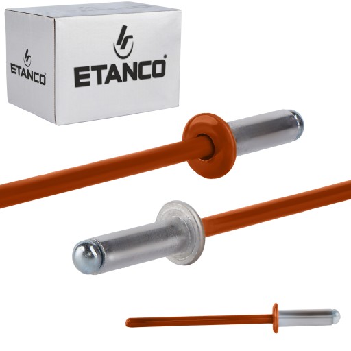 Заклепки потайные алюминиевые 4 х 12 мм RAL 8004 500 шт.. Etanco