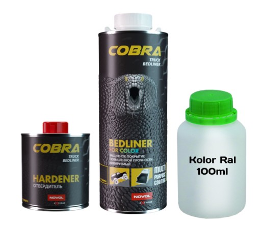 Novol Cobra Truck Bedliner 600 мл + 200 мл затверджувач + 100 мл Колір Ral