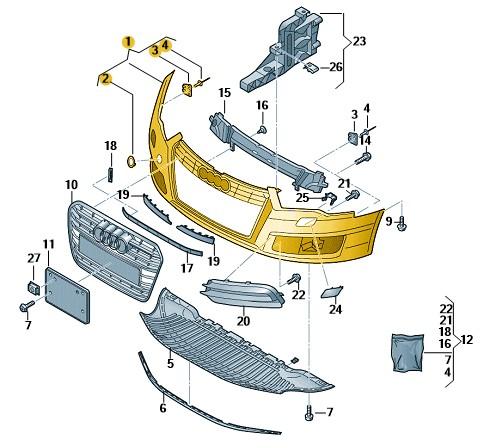 4G0807065A GRU - Новая оригинальная накладка на бампер Audi A6/S6 2011 - 2014 гг.