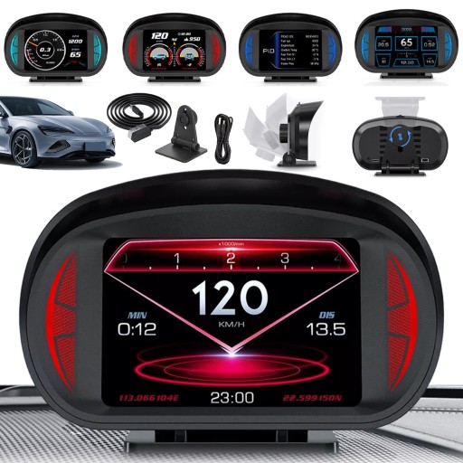 ПРОЕКЦИОННЫЙ ДИСПЛЕЙ OBD+GPS АВТОМОБИЛЬНЫЙ ДИСПЛЕЙ ЧАСЫ ДАВЛЕНИЕ НАДДУВА 7 ЦВЕТОВ