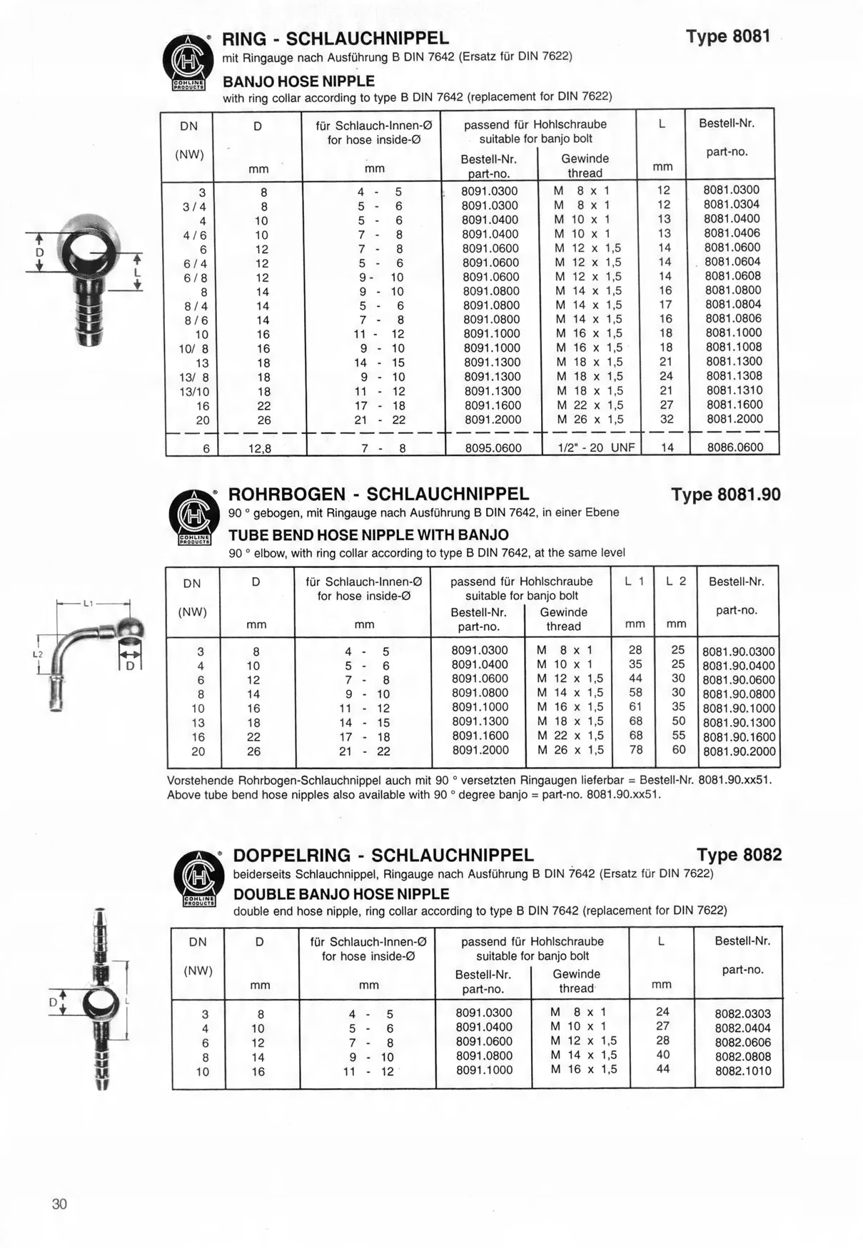 8081.90.2000 - Ушко, банджо 90 ст. М26 на шланг 21-22, 5 мм OEM!