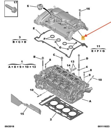 OE КЛАПАННАЯ КРЫШКА PEUGEOT 1.6 THP 9818425480
