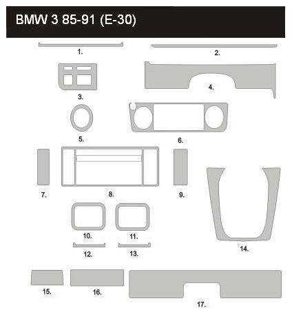 Облицовка кокпита, облицовка BMW E30 -50% синий