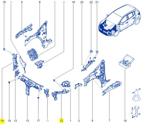 625134019R, 625128986R - КРОНШТЕЙН РЕМЕНЯ СКЛА ЛІВИЙ ПРАВИЙ DACIA SANDERO III