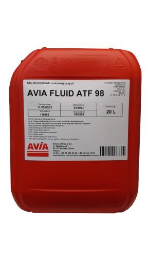 МАСЛО ATF III AVIA FLUID ATF 98 DEXRON III H 20л