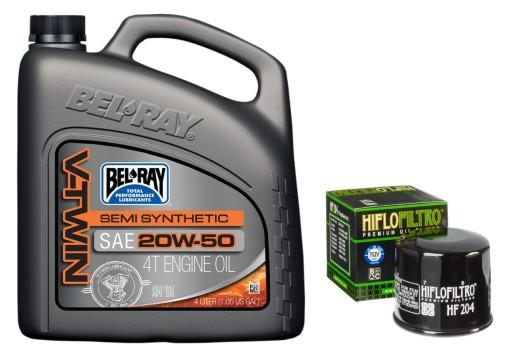 BEL-RAY V-TWIN OIL 20W50 4L 4T + HF204 FILTER для HONDA KAWASAKI YAMAHA