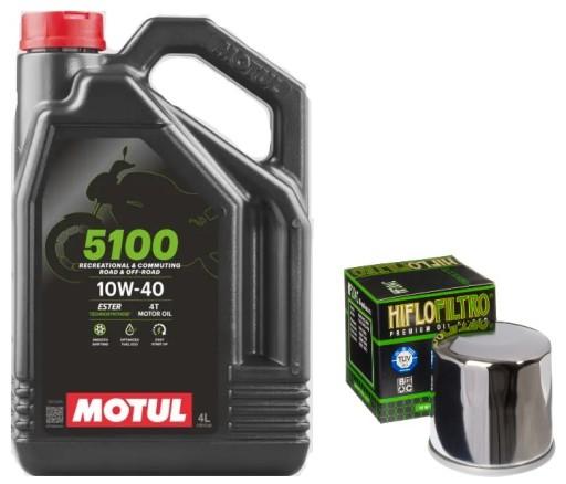 MOTUL 5100 OIL 10W40 4L 4T + МАСЛЯНИЙ ФІЛЬТР HF204C ХРОМ