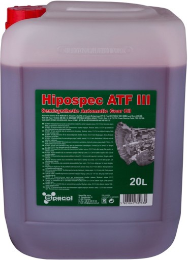 МАСЛО SPECOL HIPOSPEC ATF III 20Л ПОЛУСИНТЕТ.  РЕДУКТОР DEXRON III