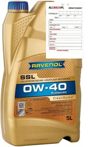 RAVENOL SSL CLEANSYNTO СИНТЕТИЧЕСКОЕ МАСЛО 0W40 5л