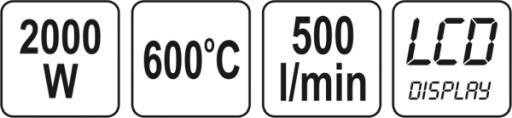 ТЕПЛОВА ГАРНА 2000 Вт 70~600°C ДОСТУП. ДИСПЛЕЙ ЖК